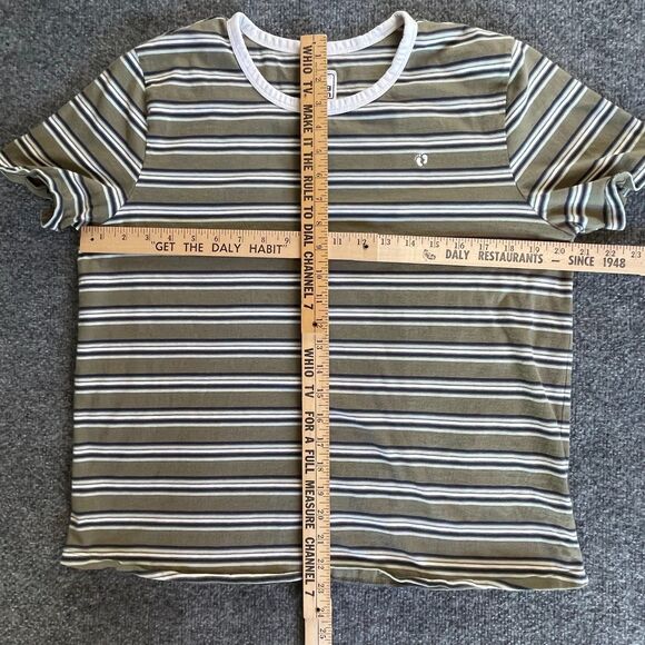 Hang Ten Women's Large Green 100% Cotton Striped S/S T-Shirt Surfing Retro Lg - Picture 4 of 8